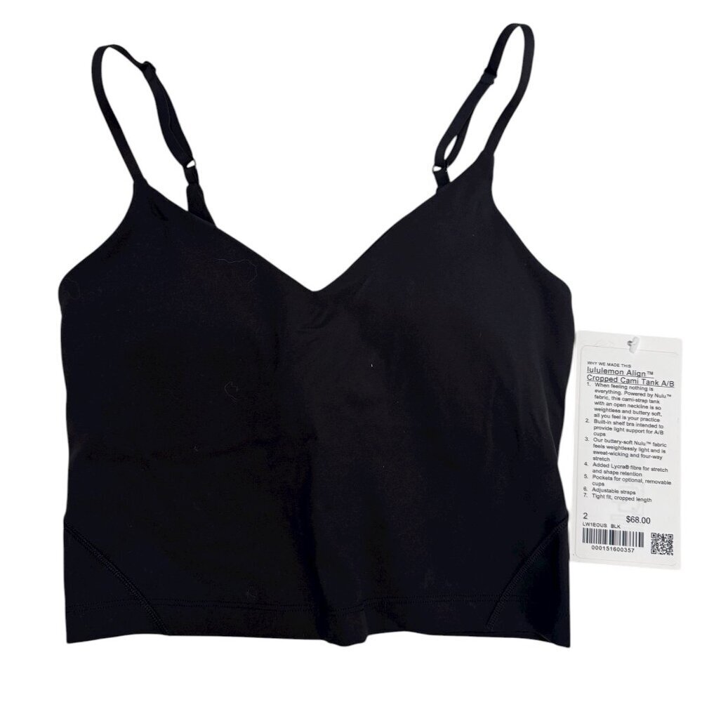 NWT Lululemon Align™ Cropped Cami Tank – Black Size 2 - Picture 1 of 3